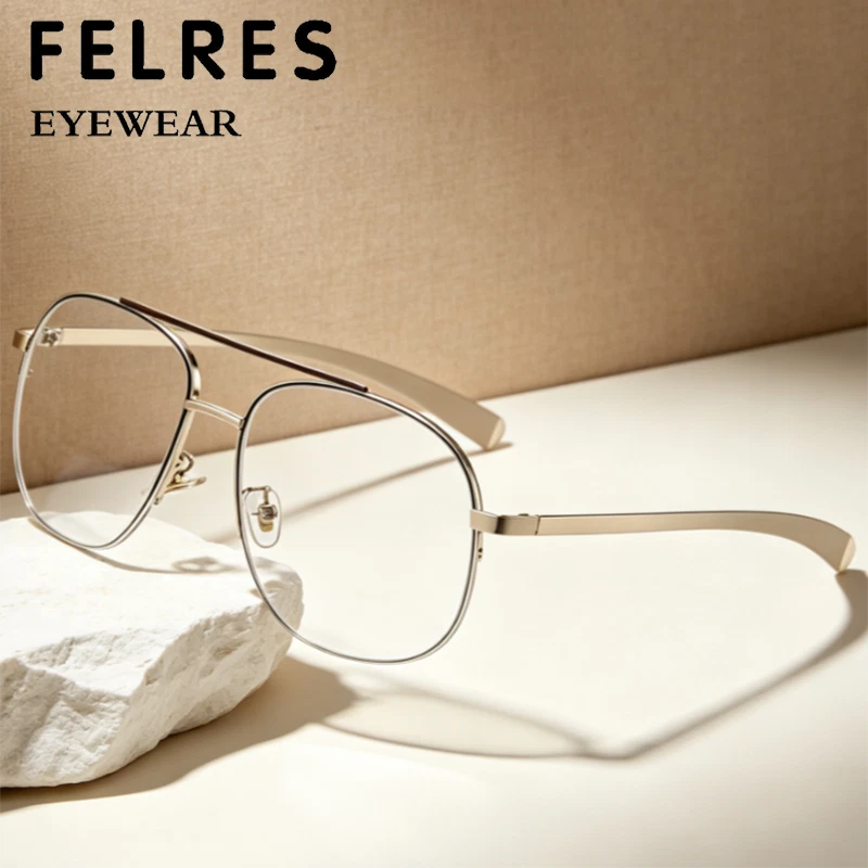 Oval Metal Oversize Anti Blue Light Reading Glasses Unisex Double Bridge Readers