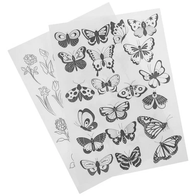 2 Sheets Hand Sewing Stabilizers Embroidery Patterns Water Soluble - Image 1 of 4