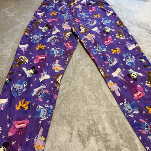 Disney Parks Joey Chou Lounge Pajama Pants Adult L Unisex Purple w/Characters - Picture 3 of 10
