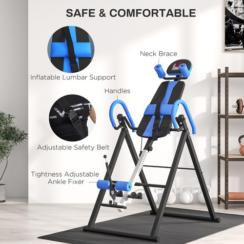 HOMCOM Adjustable Gravity Inversion Table with Safety Belt, Blue - Picture 6 of 11