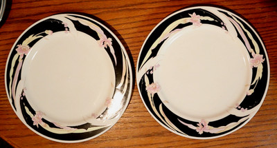 2pcs 10 1/2'' Dinner Plates ~ Fine China ''Charisma Black - Style'' China Mark