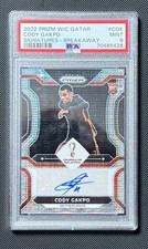 2022-23 Panini Prizm World Cup Qatar Cody Gakpo Signatures Rookie Card PSA 9/10. rookie card picture