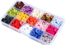 555pcs 1/2 Inch (12.5mm) Small Size Round 4 Holes Buttons 15 Colors Assorted ...