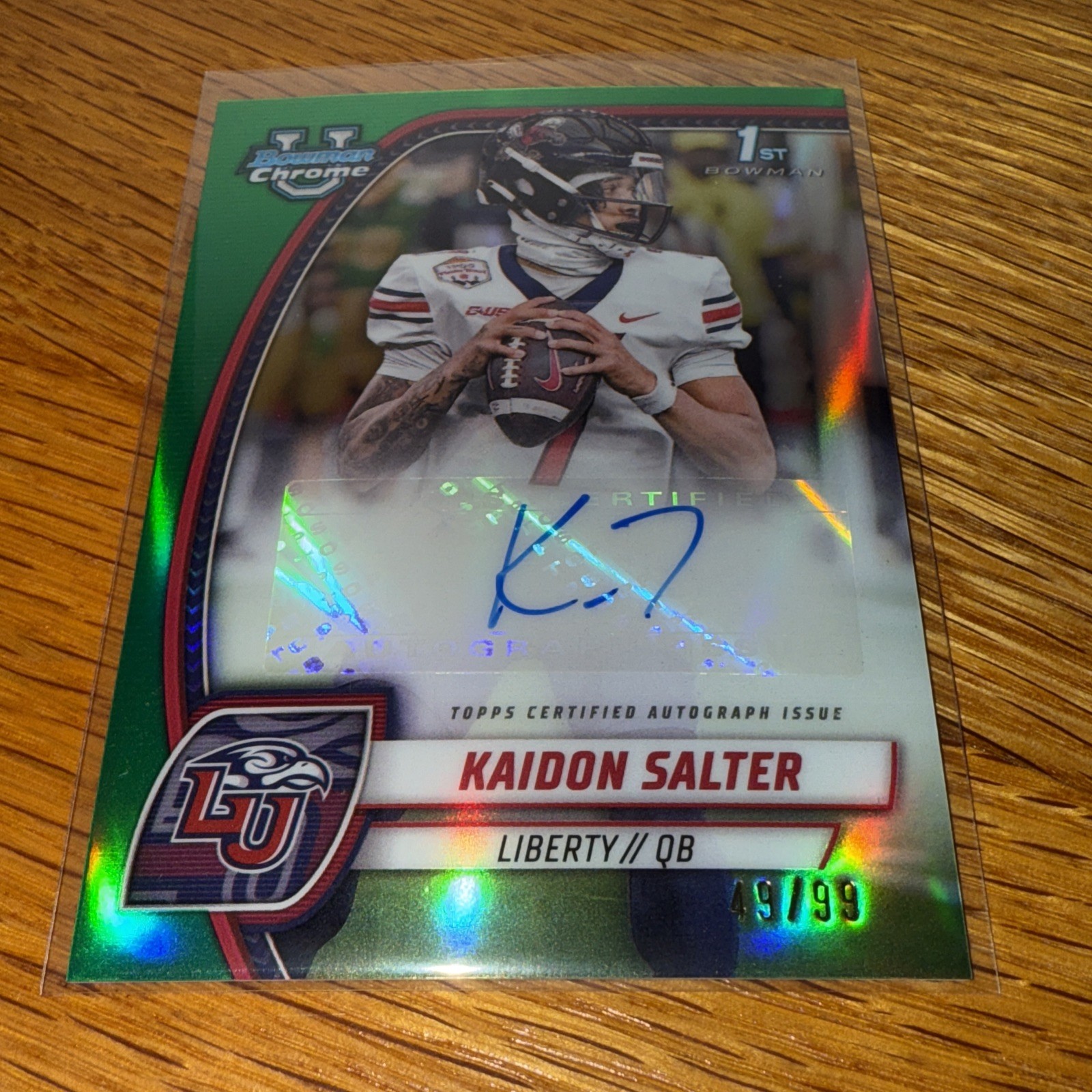 2024 BOWMAN CHROME UNIVERSITY KAIDON SALTER AUTO 1ST GREEN REFRACTOR /99