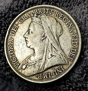 1893 Solid Silver Antique Queen Victoria Crown Coin Vintage 0.925 Sterling Old