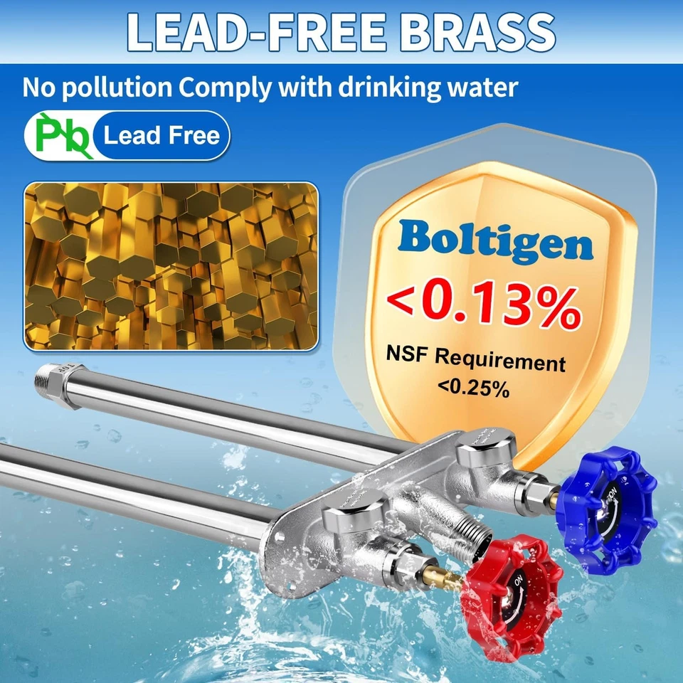 4" Anti-Siphon Frost Free Hot Cold Sillcock Valve Outside Hose Spigot Chrome - Image 4 of 4