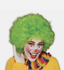 Green Afro Wig Clown Circus Retro Disco Halloween Adult Costume Accessory