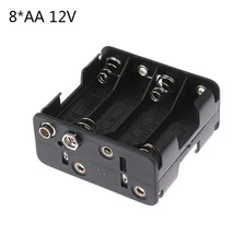 8*AA 12V Battery Clip Slot Storage Holder Box Case With 9V Snap Connect BH A3