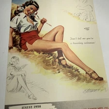 1950 Pin Up Calendar Girl Page Valentine Steel Co South Bend Indiana Elliot Art