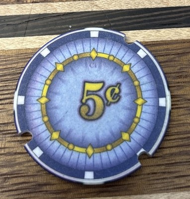 Vintage $.05 Unidentified Casino Roulette Poker Gaming Chip Notched