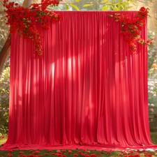 10ft x 10ft Red Backdrop Curtains - Wrinkle Free Polyester Drapes for Backdro...