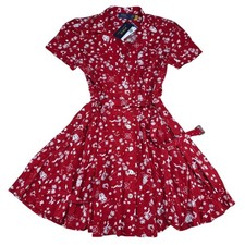 Polo Ralph Lauren Floral Shirt Dress Red Women Size 4 Belted NWT