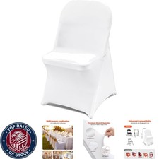 Universal Washable Chair Covers - 30 Pcs White Spandex Slipcovers For Events