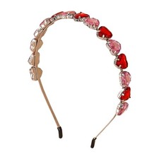 Valentines Headband Rhinestone Heart Hair Bands Red Pink Hearts Headpiece