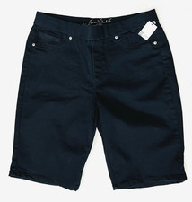 GLORIA VANDERBILT All-Around Slimming Effect Navy Blue PO Shorts Women's 10 NWT