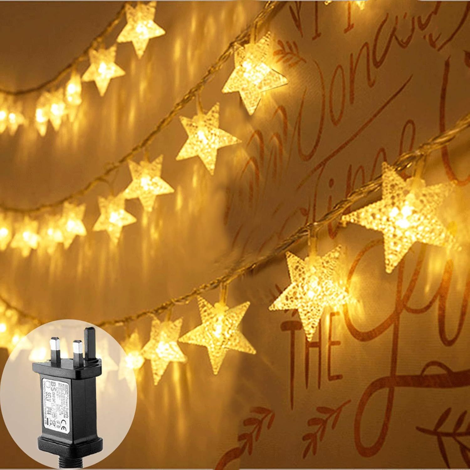 Plug in LED String Lights, 100 LED Star Fairy Lights Mains Powered 33Ft 8 Modes