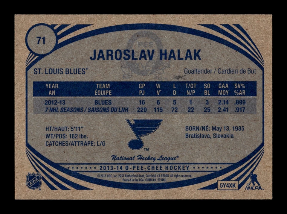 PWE READ stock photo . 2013-14 opc o-pee-chee retro #71 jaroslav halak - Image 2 of 2
