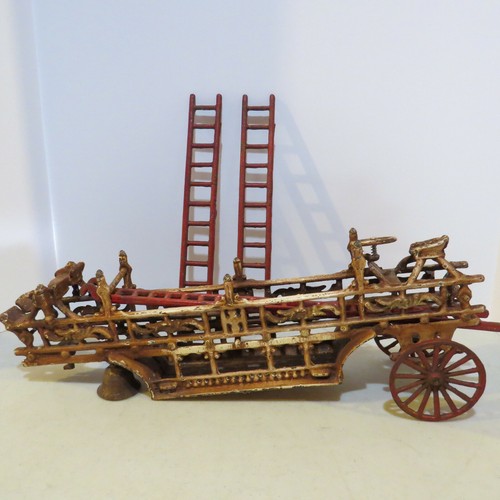 Cast Iron Ladder Truck with 3 Horses CI-013 - Picture 8 of 12