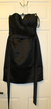 Mori Lee Size 8 Mini Formal Holiday Cocktail Dress Satin Black Strapless