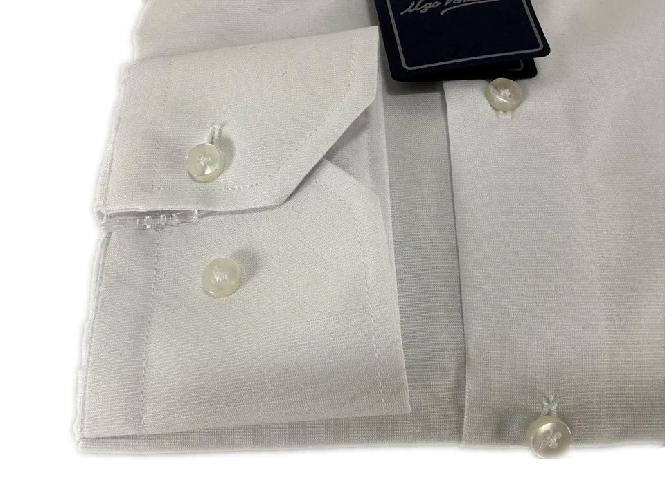 Camicia uomo sartoriale Ugo Venturini fil a fil regular fit bianco Made in Italy - Immagine 4 di 4