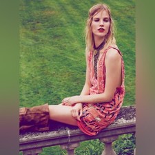 NWOT Free People pink rose embellished shift dress Sz XS