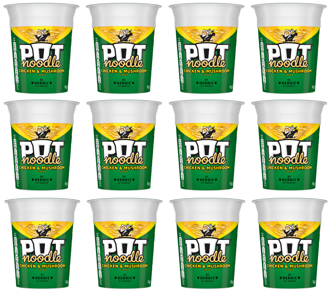 Pot-Noodles 12 Pack Pot Noodle Standard 90G, Chicken & Mushroom - Image 2