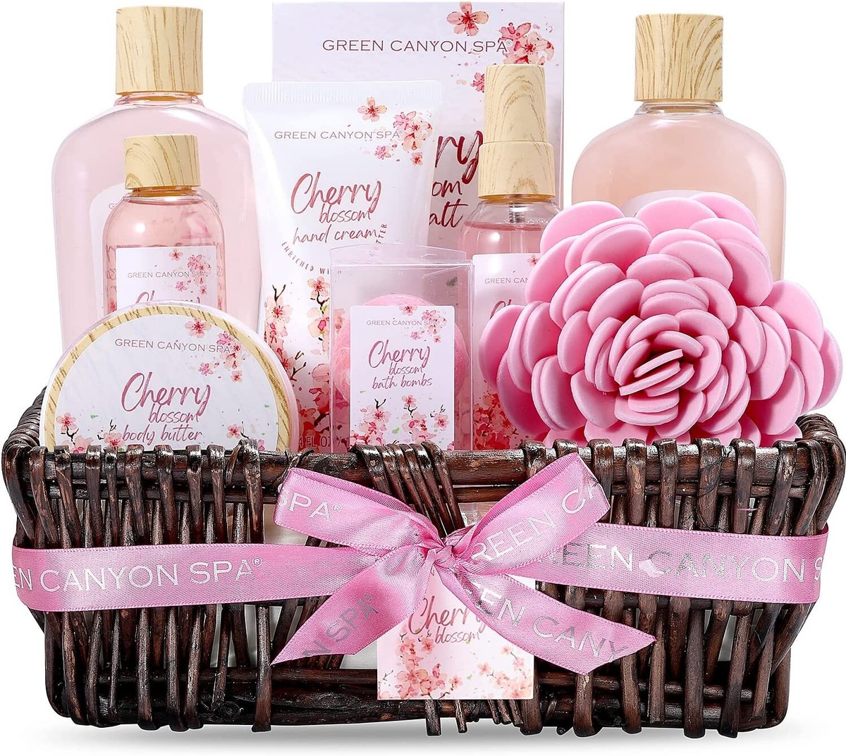 Birthday Gifts for Her, 11 Pcs Cherry Blossom Spa Bath Gift Set