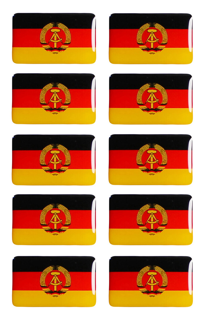 GDR flags-decal 3D decorative gel sticker set for car motorbike: set of 10