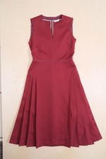 Fendi 42 IT 6 US Red Pleated Dress AUTHENTIC Polyester Silk lined ITALY Flawless