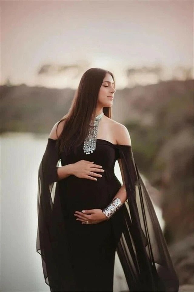 Sexy Shoulderless Maternity Dresses For Photo Shoot Long Fancy Pregnancy Dress  - Image 4 of 4