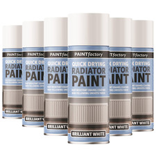 PaintFactory Brilliant White Radiator Aerosol Spray Paint Heat Resistant 400mlX6
