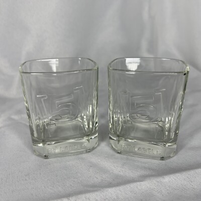 2 LABEL 5 SCOTCH WHISKEY SHOT GLASSES (LARGE THICK WALLED 4 0Z) 3'' TALL