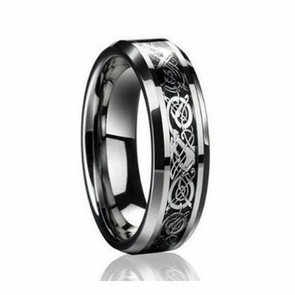 Dragon Cobalt Wedding Bands Free Engraving Celtic Knot Dragon