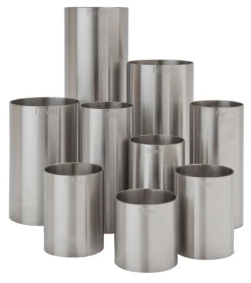 BEAUMONT Spirit Thimble Measure Stainless Steel Shot Wine 25 35 50 70 125 175 250ml CE