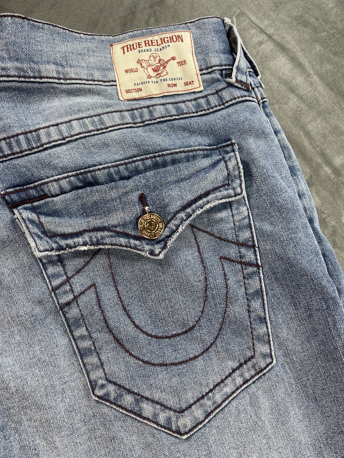 Women's RICKI Relaxed Straight 30 Jeans FITS 34x34 True Religion Light Wash fray thumbnail 12