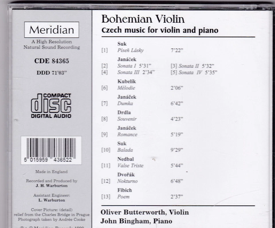 Oliver Butterworth, Violin & John Bingham, Piano - Bohemian Violin: Suk, Drdla - Bild 2 von 3