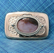 Classic Western Dress Belt Buckle Agate Cowboy Cowgirl Vintage 80s     .A34