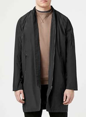 Topman New Street Tailor Longline Bomber Jacket - Black, Size 40 - Stylish & Mod