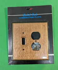 Solid Oak Combination Wood Switch Plate and Power Outlet Cover