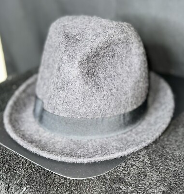Goodfellow Co Hat Mens Size M/L Gray Fedora 100% Wool Black
