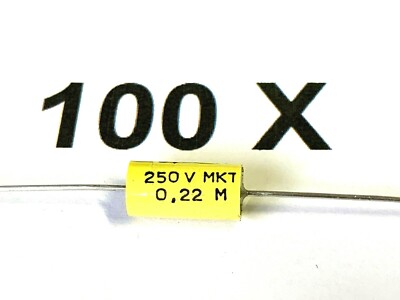 220nF, 0,22uF, 250V-, 20%, axial, Kondens. MKT, RFT, TGL43199,  100 Stück