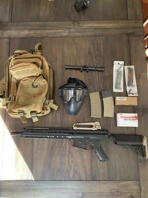 Airsoft Robinson Armament XCR airsoft gun with acessories