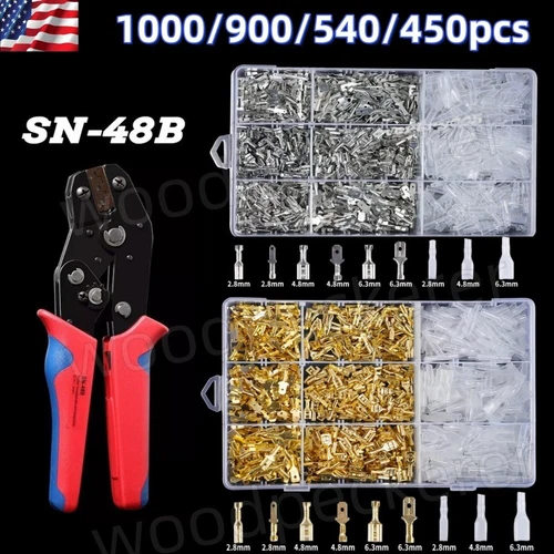 1000x  Assorted Male/Female Spade Electrical Wire Connectors Crimp Terminals Kit