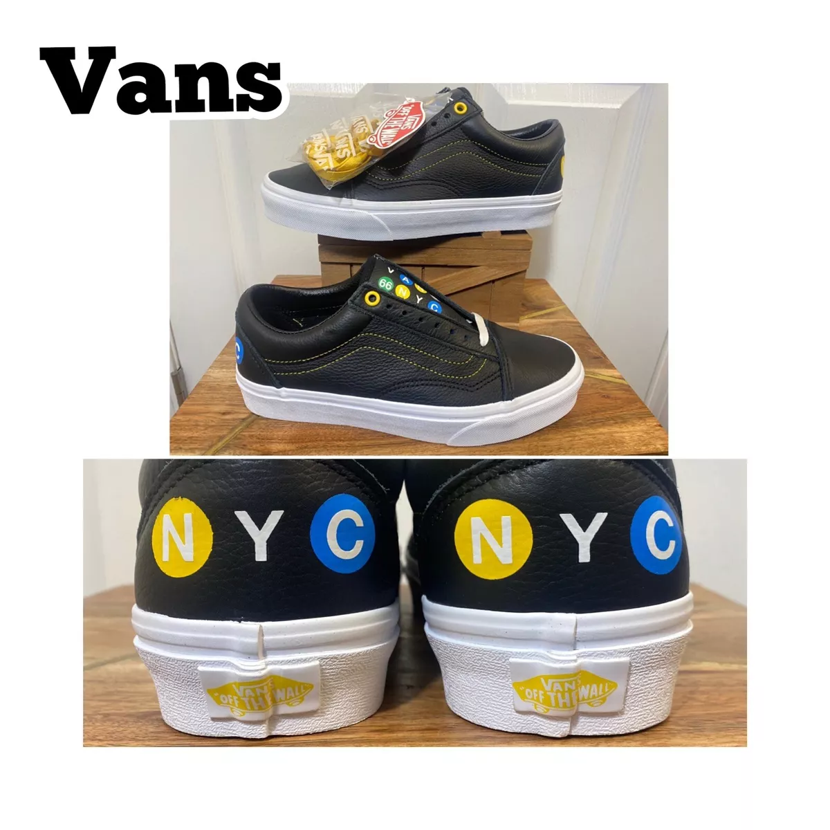 Vans Old Skool NYC 66 Black Leather White New York City Men s Sz 7 New No Box