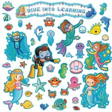 49 Pieces Ocean Beach Theme Classroom Bulletin Board Decoration Sets Dive Int...