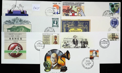1982 FDC PSE x 7 Australia. Pre-stamped envelopes. Very fine condition. (PSE25)