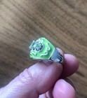 Vibrant Green Peridot Gemstone & Enamel Sterling Silver 925 Ring — photo 3