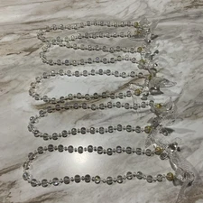 Set of 5 Beaded Clear Draping Ornaments With Birds/Doves 20" Long, Drop Dangle