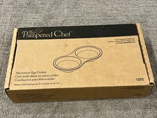Pampered Chef Microwave Double Egg or Muffin Cooker Stoneware 1372 Bake Wear
