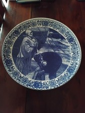 DELFT BLAUW BLUE DELFT  CHEMKEFA 106 WALL PLATE HandWerk RARE Fisherman Family 